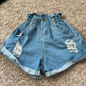 Peplum Blue Jean Shorts